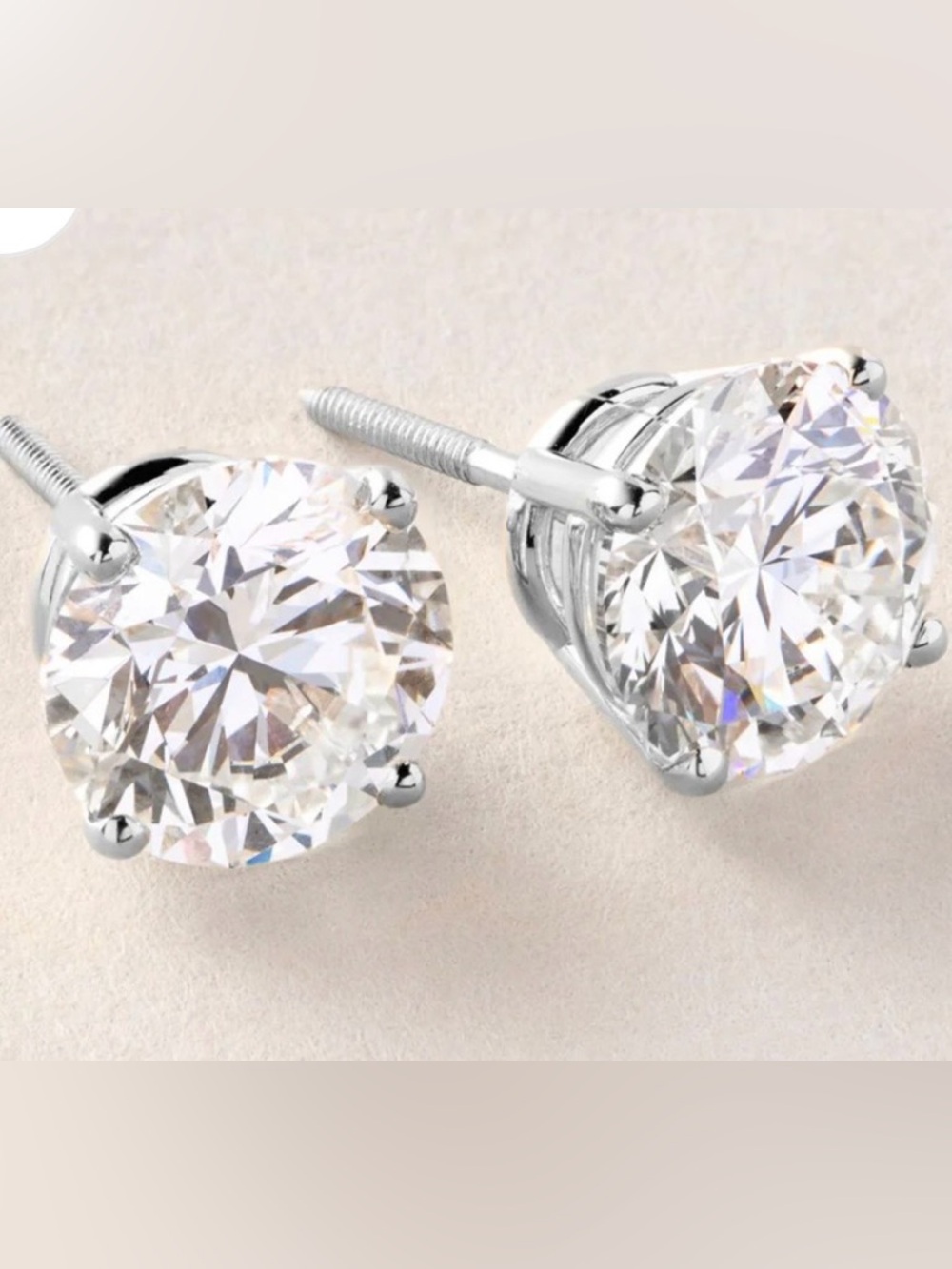 Genuine 14K White Gold, Lab-Grown Diamond Half Carat Studs. Brand New.